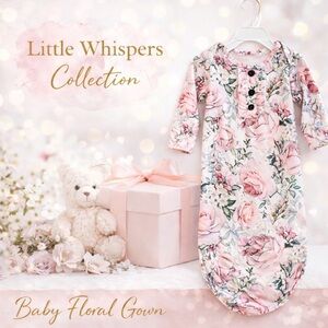 🌸 Sweet Watercolor Rose Baby Sleeper Gown – Size 1-3 Months